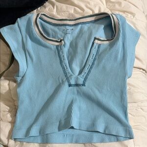 Urban Outfitters Blue Ribbed Crop Top